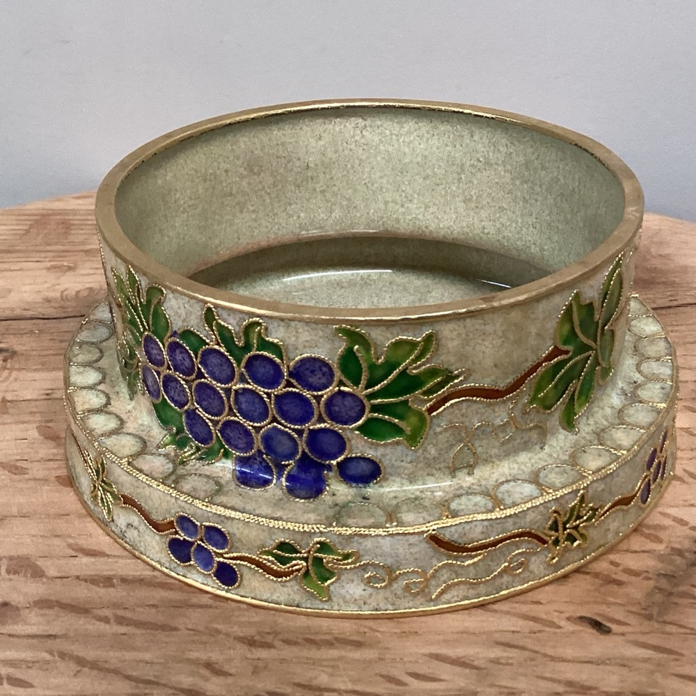 🟣 Cloisonné Wine Bottle Coaster Holder - Like New Condition - Beautiful - Unique - Picture 4 of 13